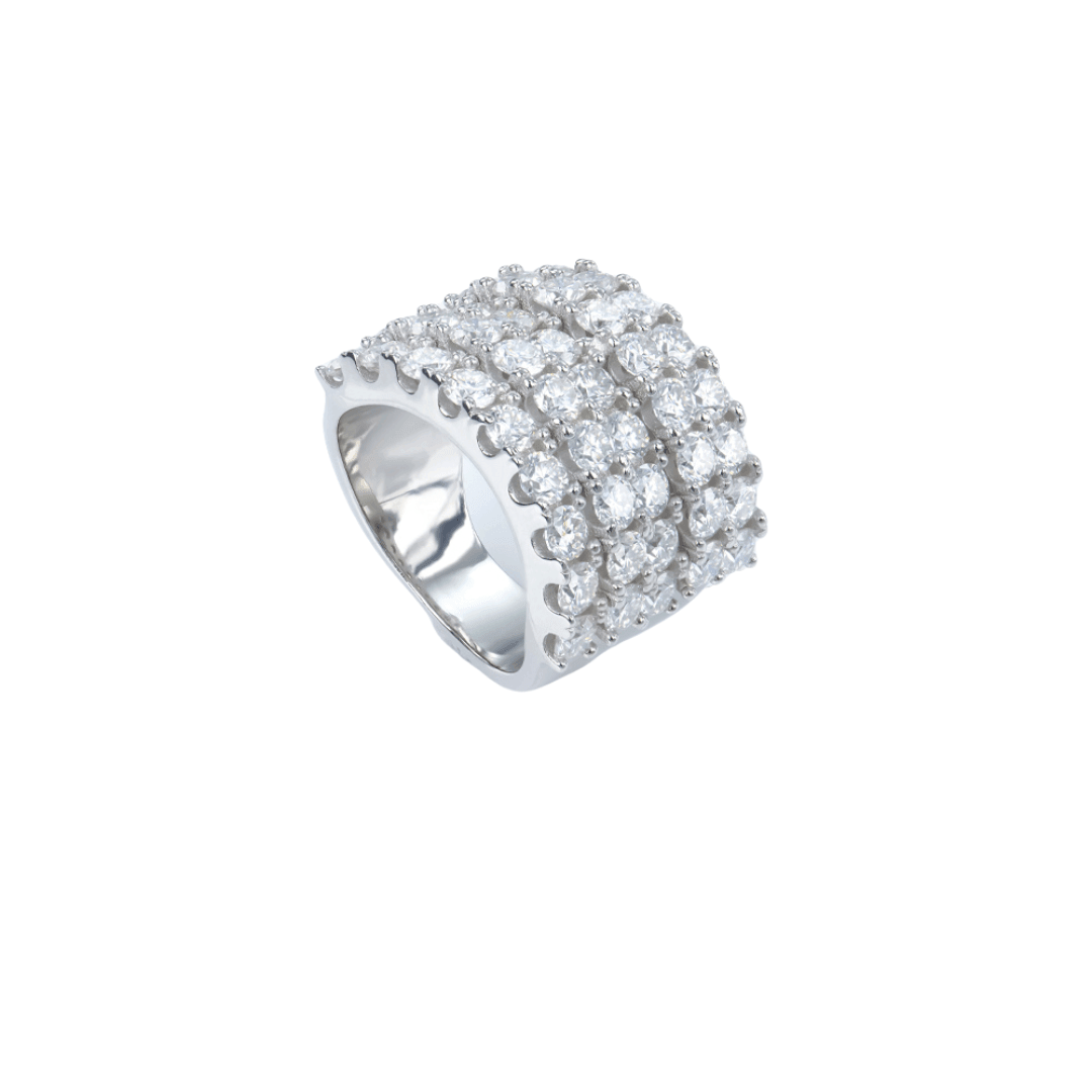 VVS Moissanite 5 Rows Eternity Tennis Ring with five rows of sparkling Moissanite gemstones.