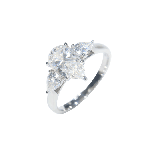 Mozi Charms custom VVS Moissanite Pear Engagement Ring