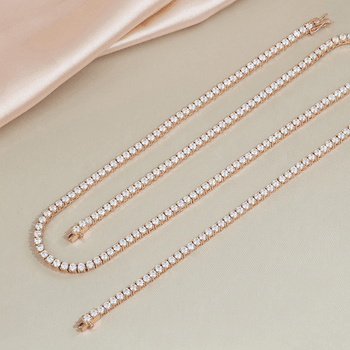 High-quality VVS Moissanite Tennis Necklace in 18K Rose Gold Plating