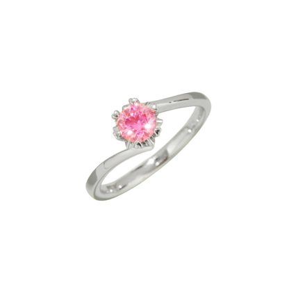 Pink Flower Moissanite Ring