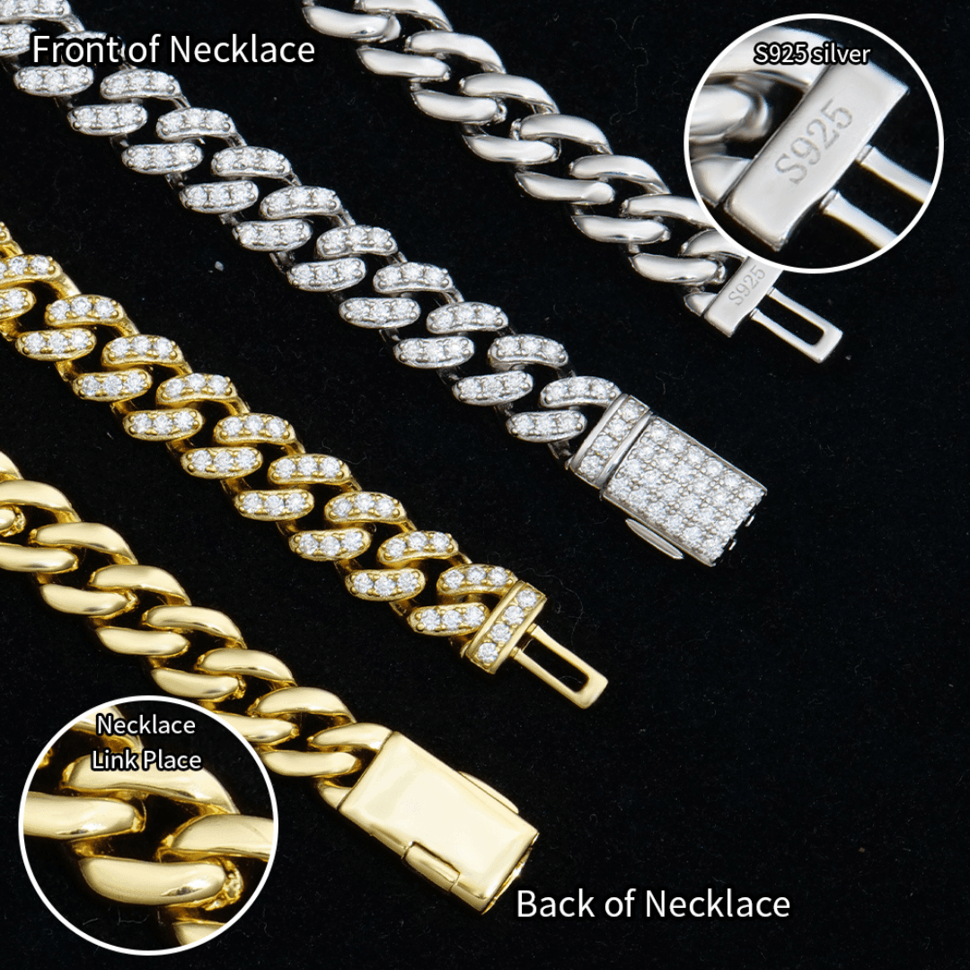 Side view of the Miami Moissanite Cuban Necklace (Slim Edition), highlighting its 6mm width.