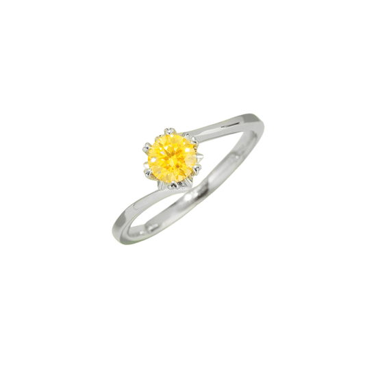 Yellow Flower Moissanite Ring in sterling silver 925 with yellow moissanite.