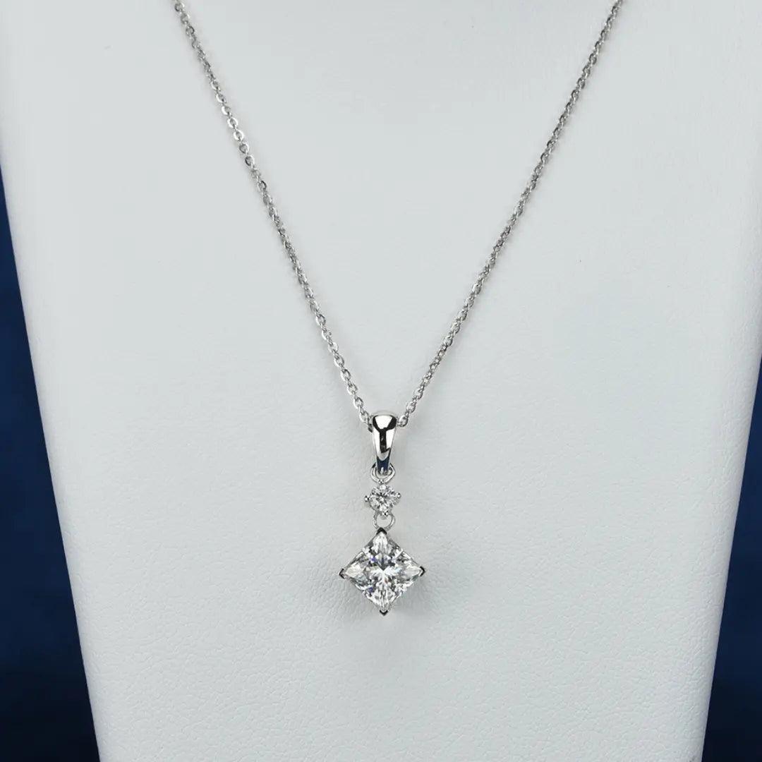 Princess Moissanite Pendant Necklace with a GRA certificate, emphasizing the authenticity and quality.