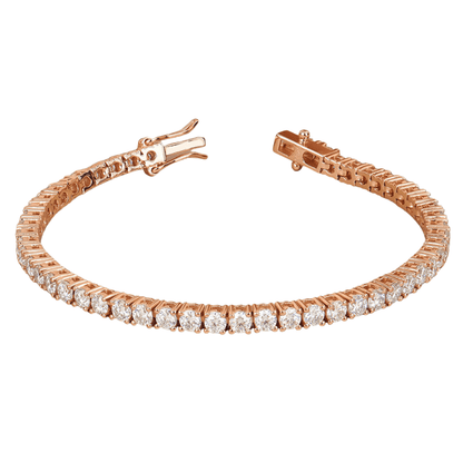 Front view of VVS Moissanite Tennis Bracelet in 18K Rose Gold Plating