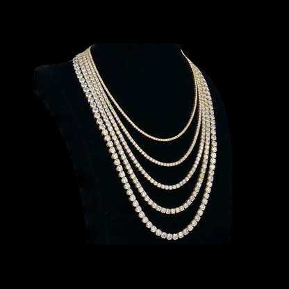 VVS Moissanite Tennis Necklace with 18K Gold Plating displayed