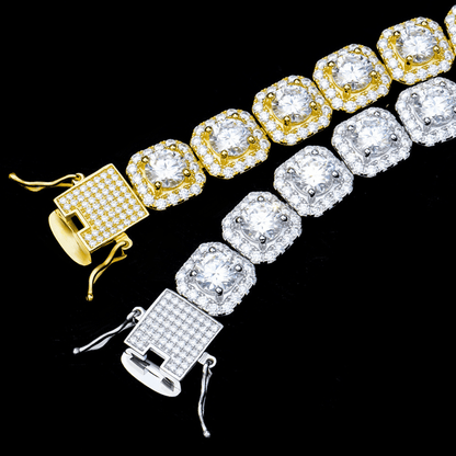 18K Gold VVS Moissanite Cluster Tennis Bracelet