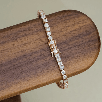 High-quality VVS Moissanite Tennis Bracelet in 18K Rose Gold Plating